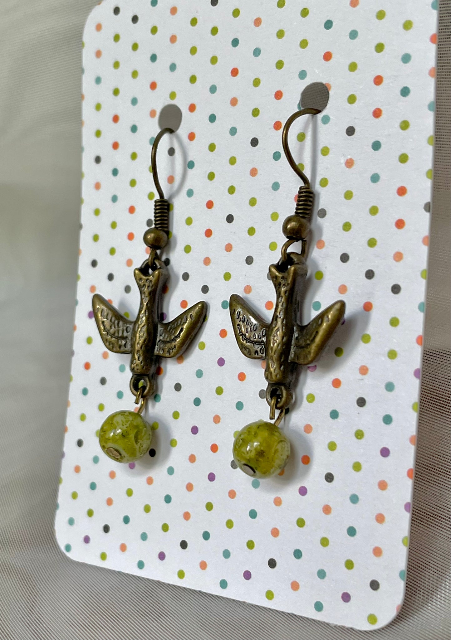 Green Marble Sparrow Dangles