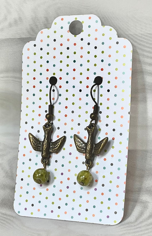Green Marble Sparrow Dangles