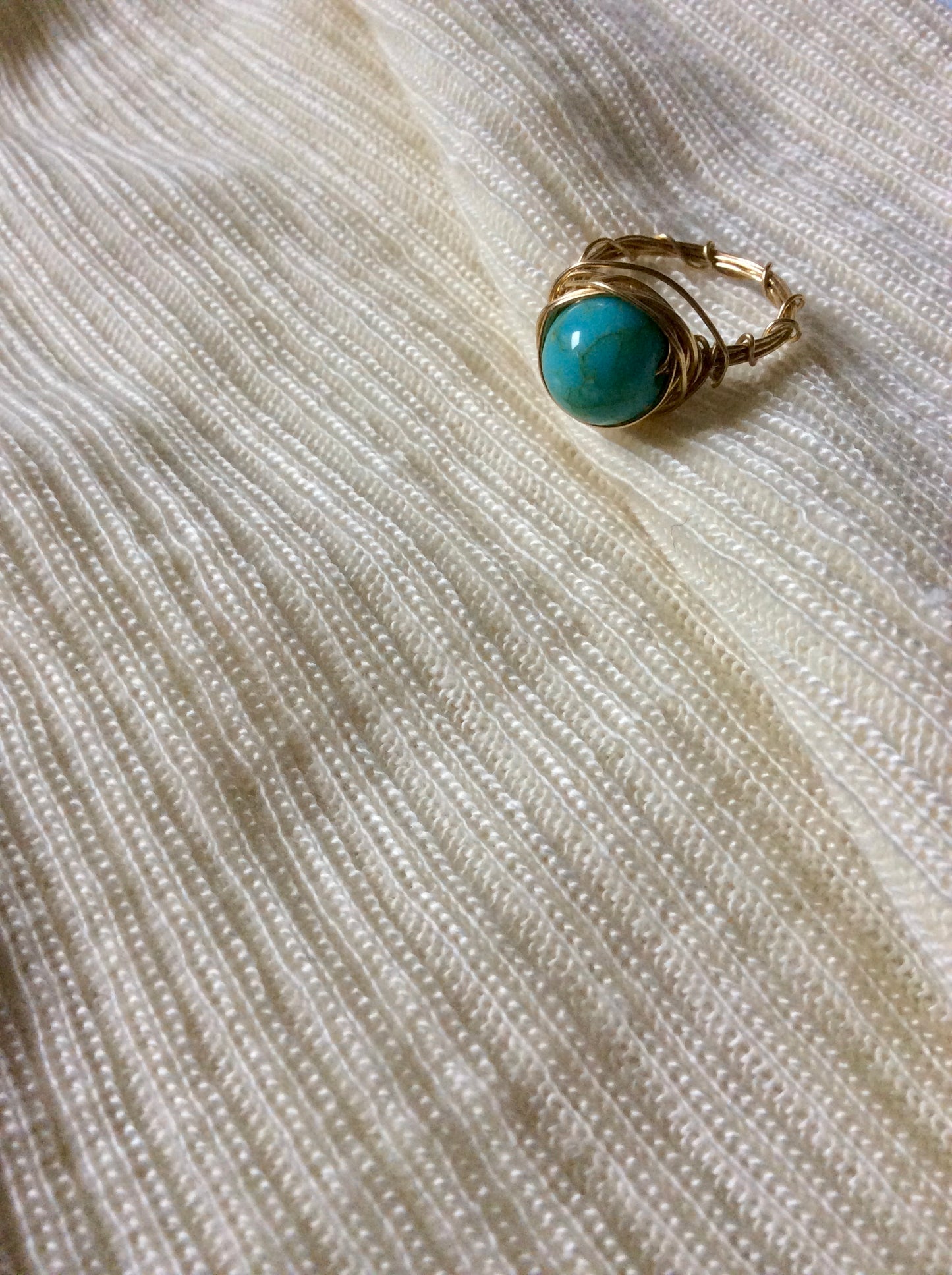 Gold Wire Wrap Turquoise Ring