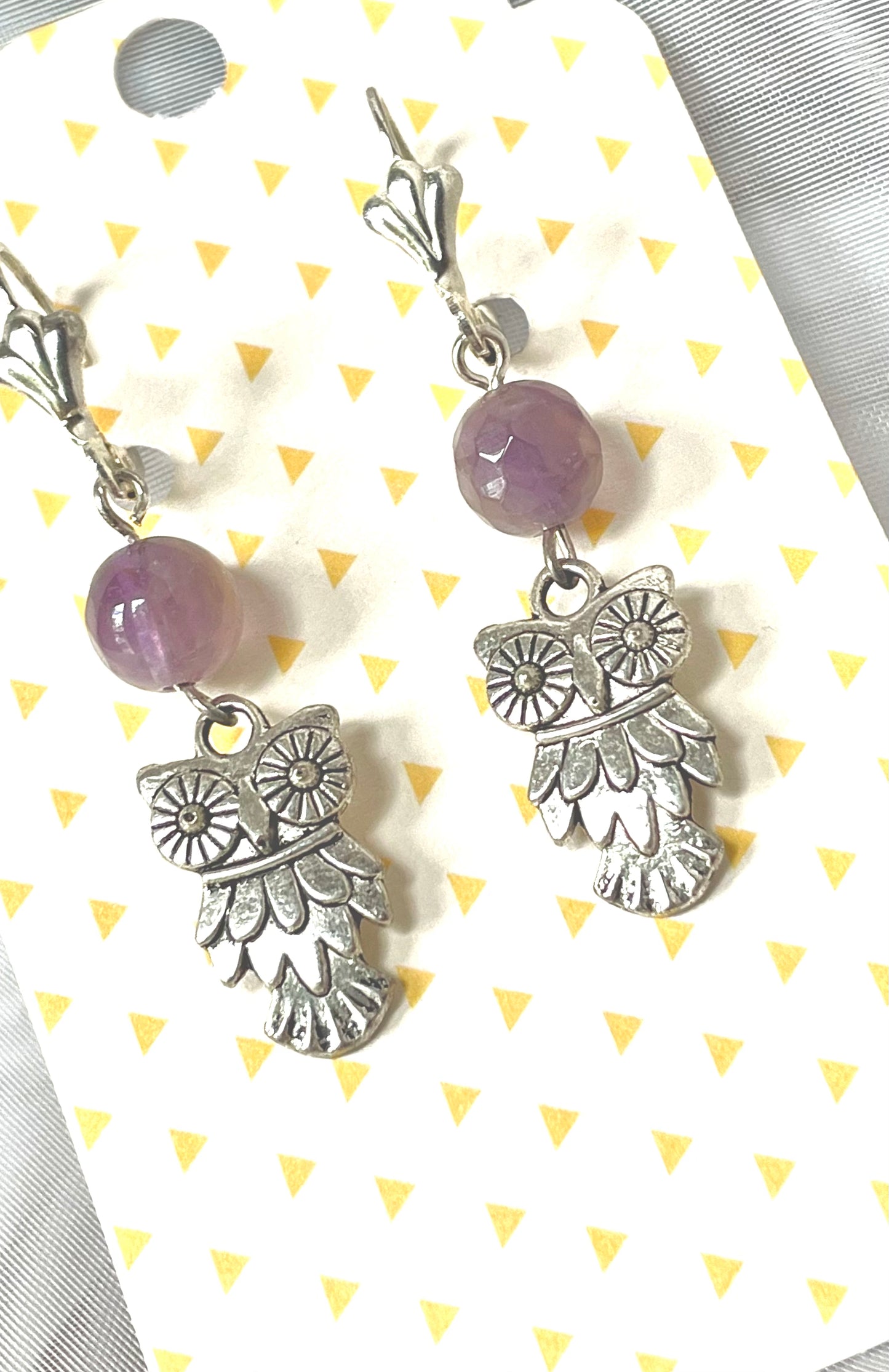 Amethyst Owl Dangles