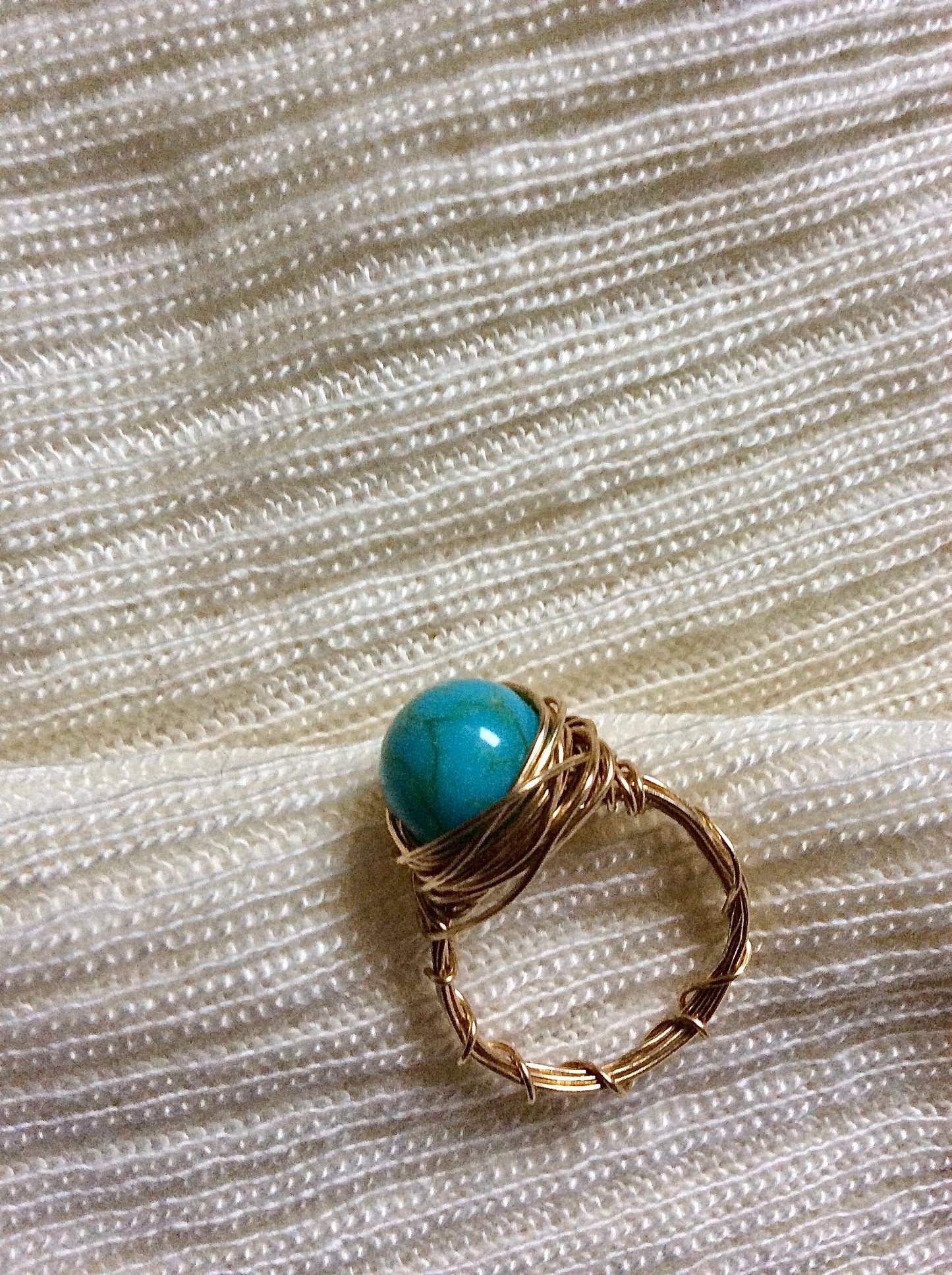 Gold Wire Wrap Turquoise Ring