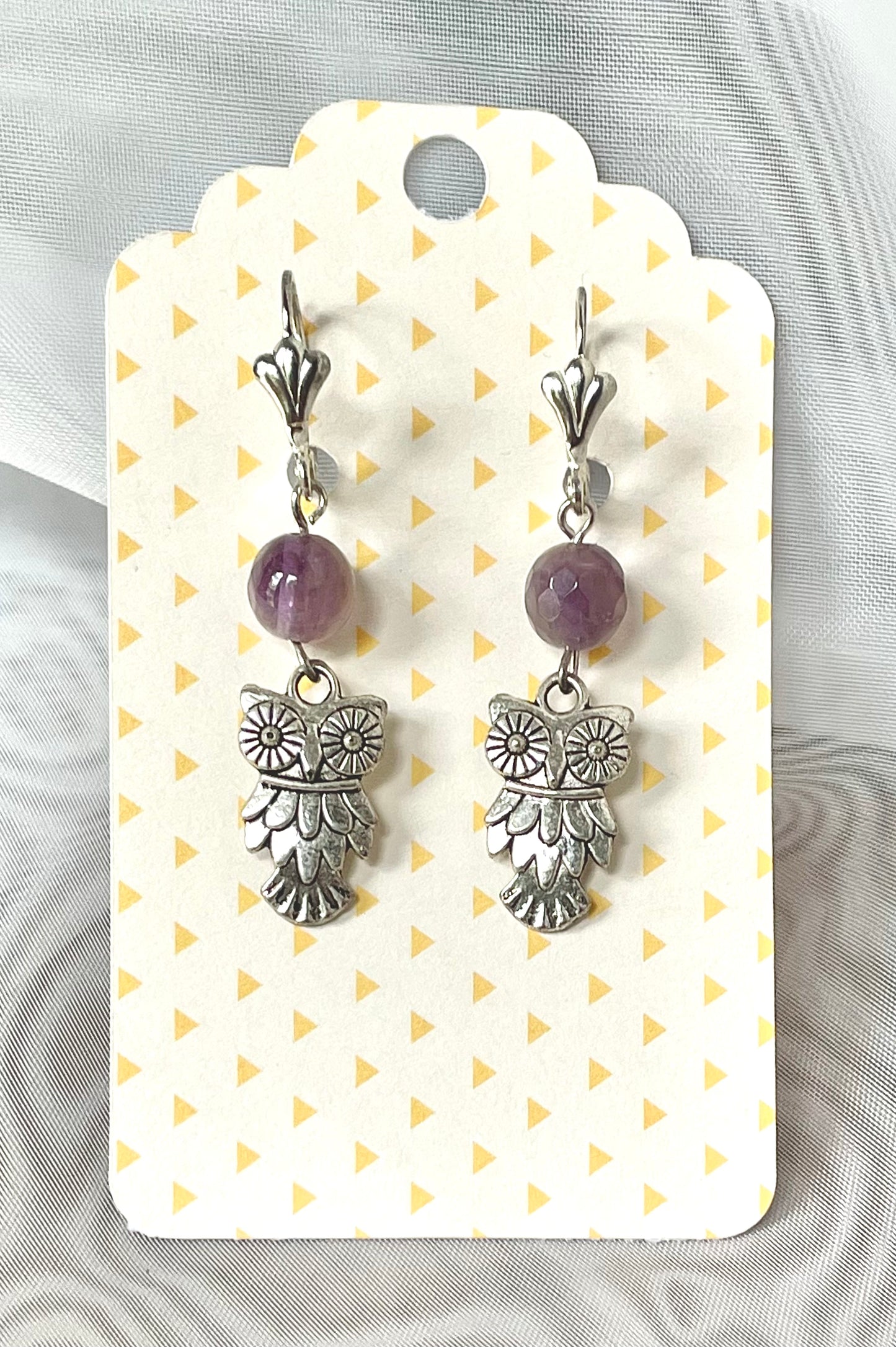 Amethyst Owl Dangles